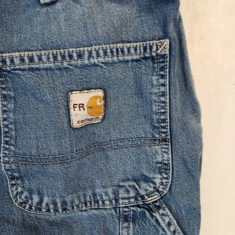 Carhartt FR Jeans‎ Mens 38x32 Blue Denim Relaxed Fit Workwear Grunge Distressed